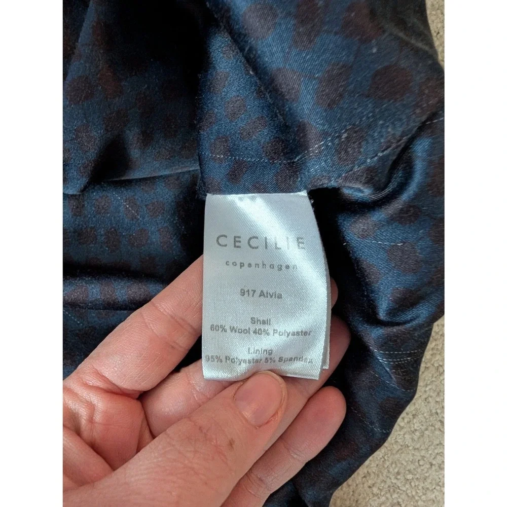 CECILIE Copenhagen Anthropologie Alvia Plaid Overcoat Navy Wool Blend Coat- S - Picture 9 of 9